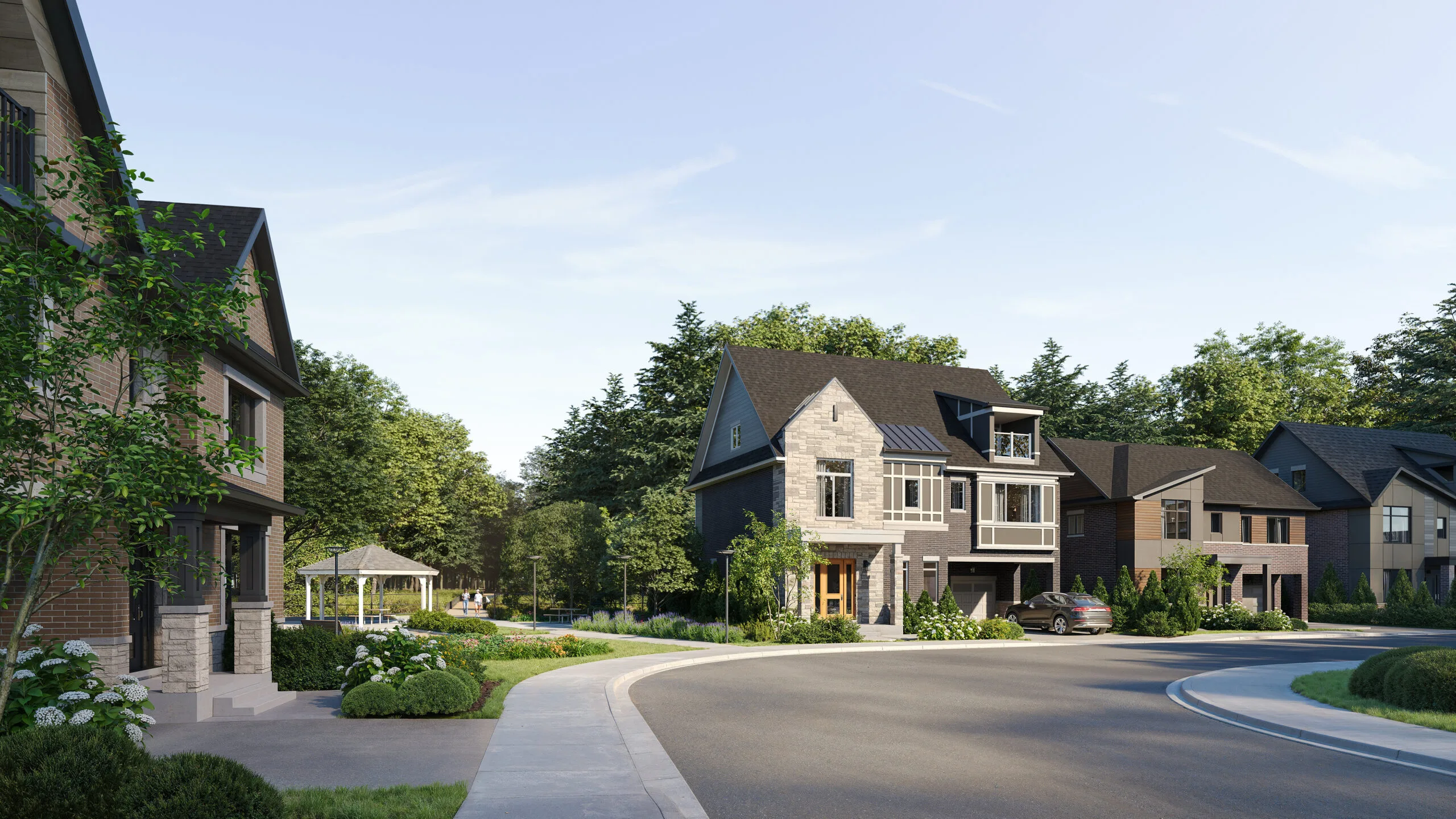 Riverview South Oakville exterior home rendering — luxury new townhomes and detached homes by Caivan at Bronte Road